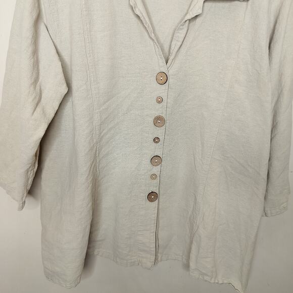 Sea Breeze of California Button Up Shirt Beige Cotton - Picture 3 of 8